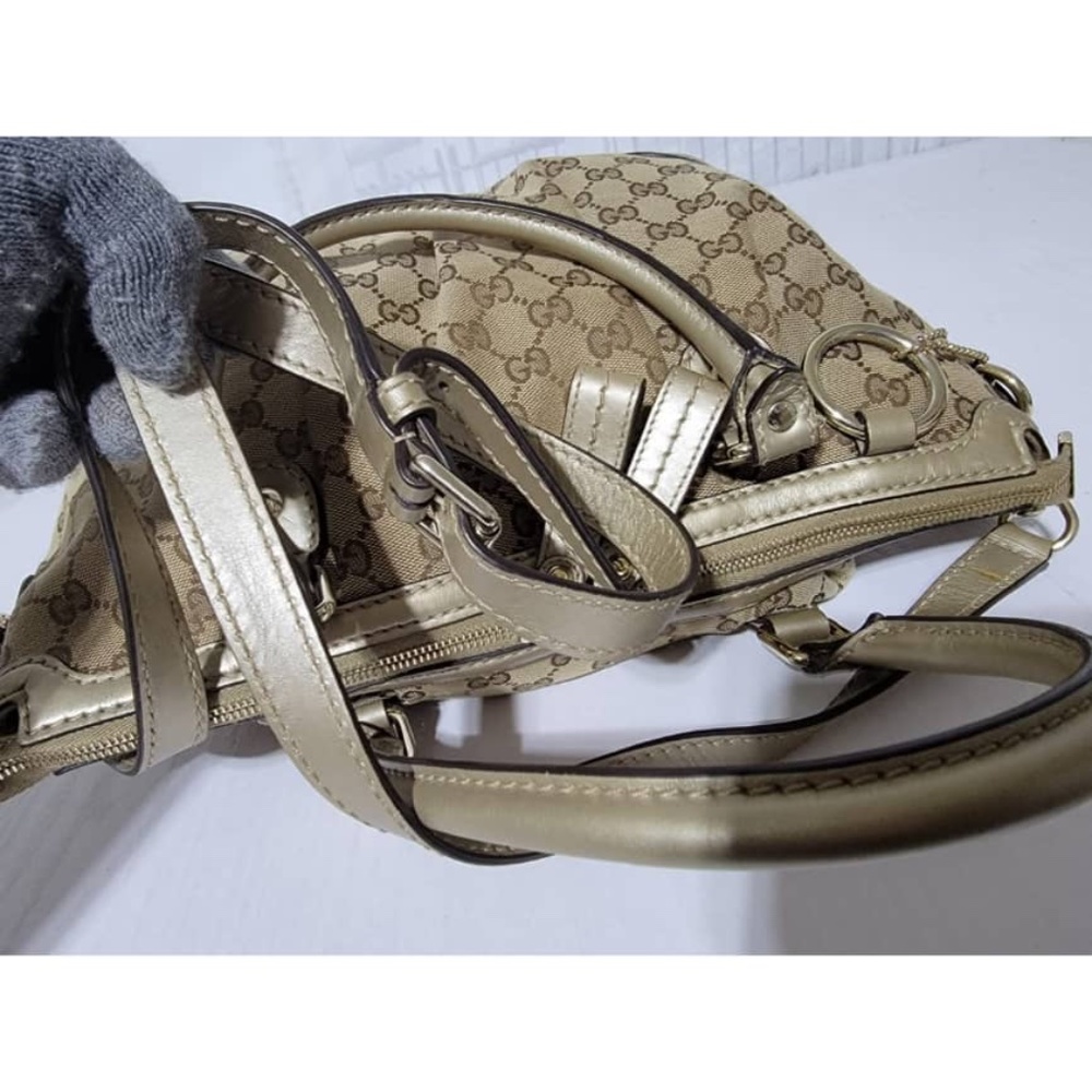 Authentic GUCCI Monogram Medium Sukey Satchel Bag Golden Beige - Picture 8 of 13